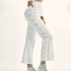 Love Shack Fancy Toro Knitted Pants Lounge in Antique White